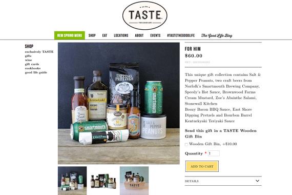 Screen Shot of Taste Website